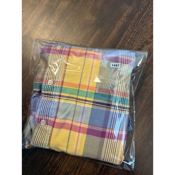 Polo Ralph Lauren 3XLT Plaid Cotton Short Sleeve Button Down Shirt Flesh Pony - Picture 10 of 10